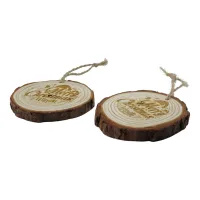 Wooden Log Slice Christmas Decoration view 2