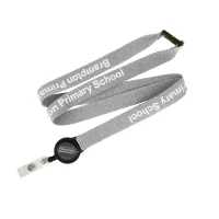 Flat Ribbed Lanyard with Pull Reel view 2