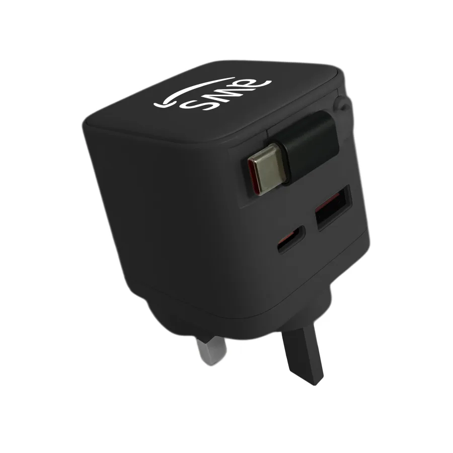 USB-C Plug Charger with Retractable USB-C Cable