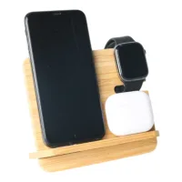 Bamboo Wireless Charging Station view 1
