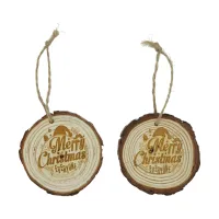 Wooden Log Slice Christmas Decoration view 1