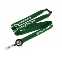 Flat Ribbed Lanyard with Pull Reel view 1